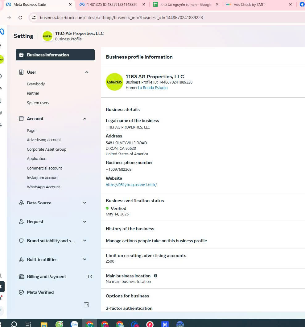 1183 AG Properties LLC - Verified BM 2500, USA